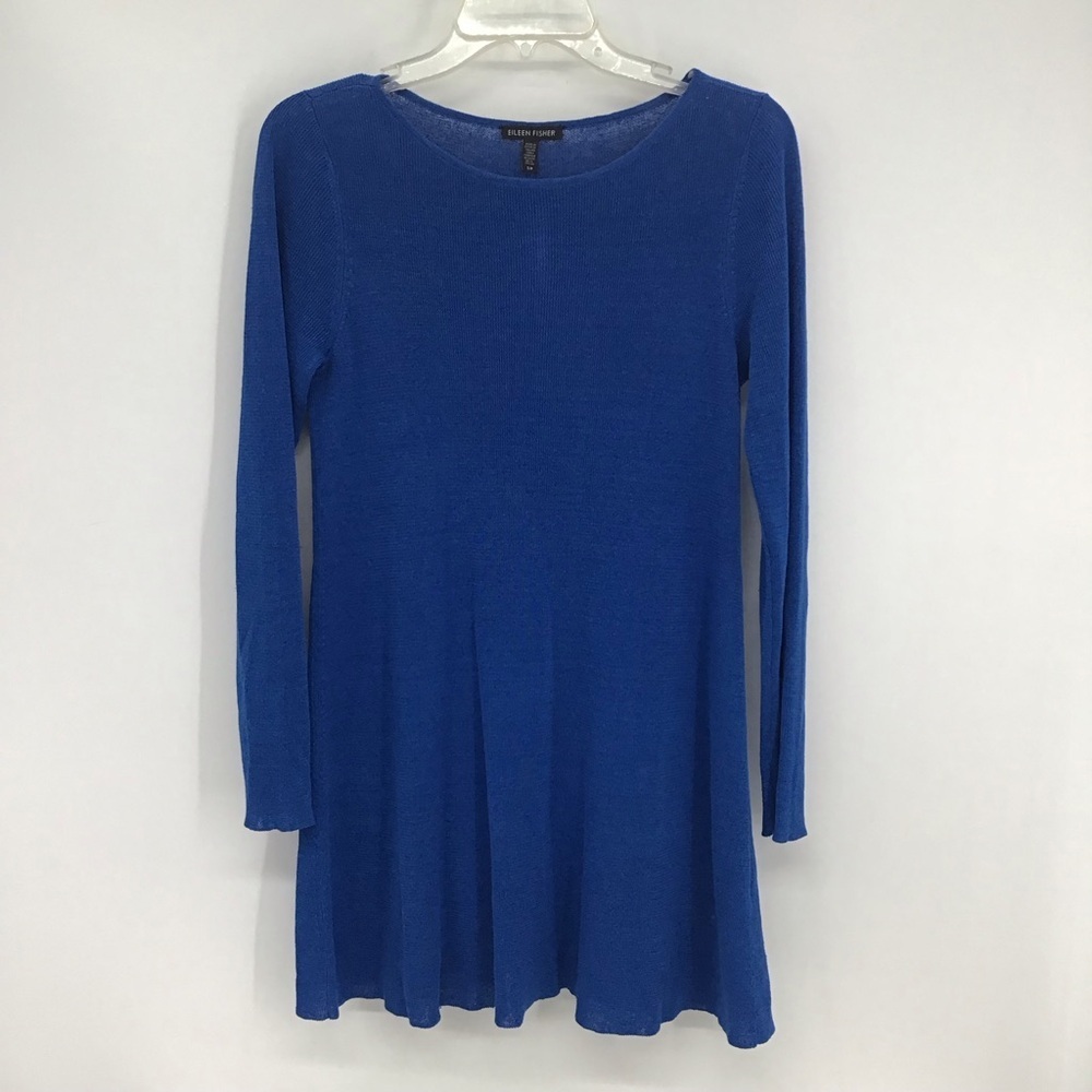 Eileen Fisher Organic Linen Blend Tunic Dress/Top Career Casual Blue Size S
